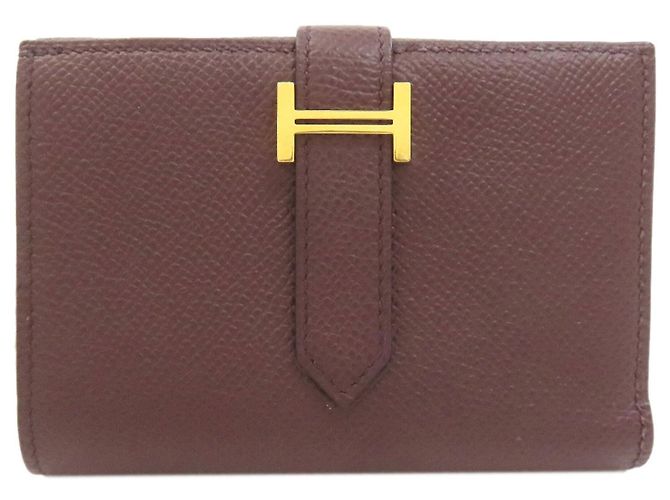 Hermès Hermes Bearn Bi-fold Wallet in Bordeaux Epsom Leather Dark red