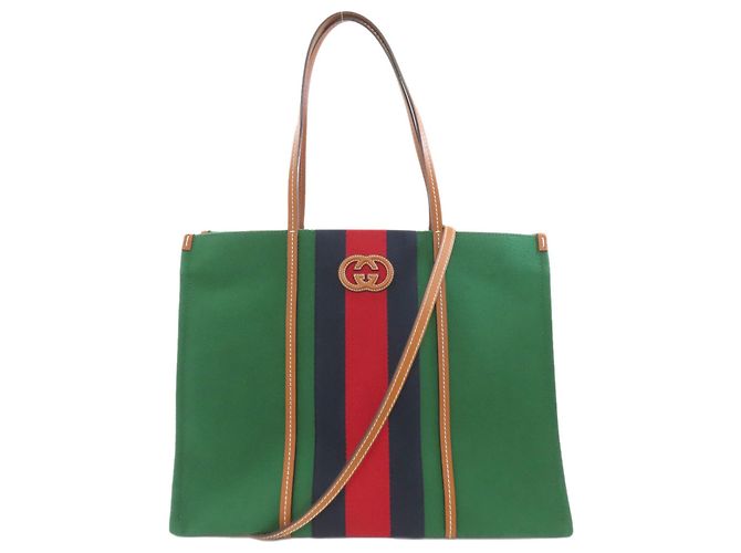 Gucci 727701 Interlocking G 2-Way Tote Tasche Grün