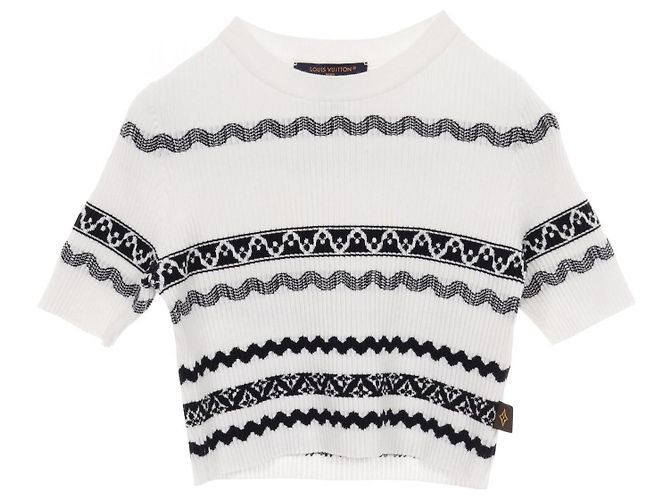 Top in cotone a coste Louis Vuitton Nero Bianco
