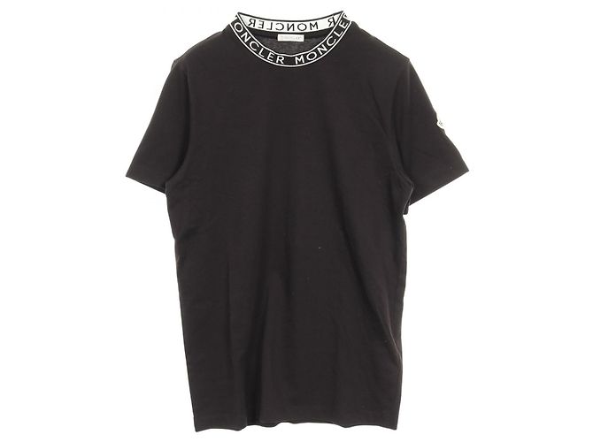 Moncler Neckline Logo Cotton Top Black