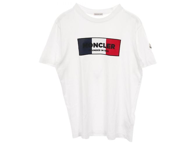 Camiseta de algodón con logo Moncler Blanco Roja Azul marino