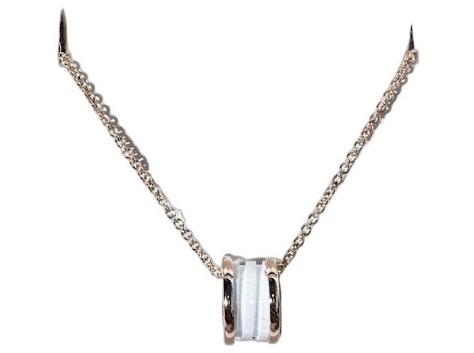 Bulgari Collana Bvlgari B.zero1 in ceramica bianca e oro rosa 18k D'oro