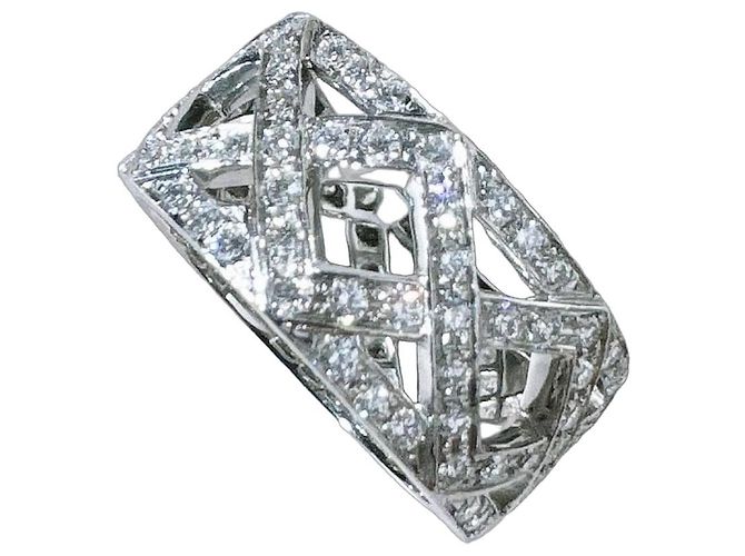 Tiffany & Co. Platinring mit geflochtenem Diamant-Design Silber