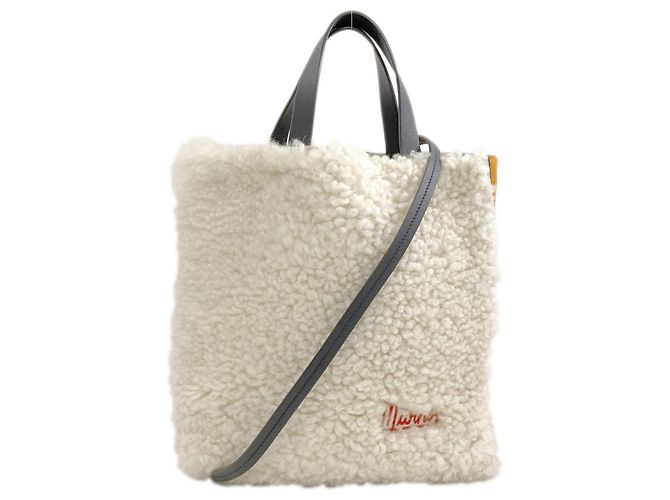 Borsa 2-Way Marni bianca e gialla in pelle Bianco Giallo