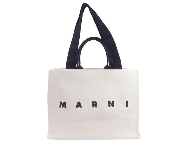 Borsa Tote 2-Way Marni Logo Print Nero Bianco