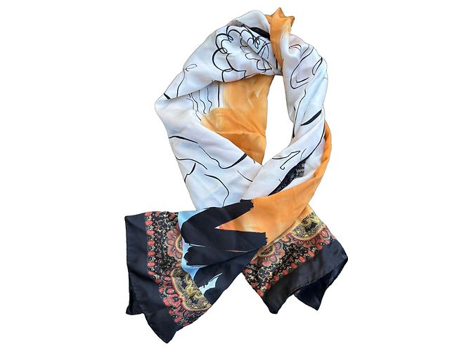 Autre Marque Ottolinger Lenço de seda AW 2018 Preto Branco Vermelho Laranja Gold hardware