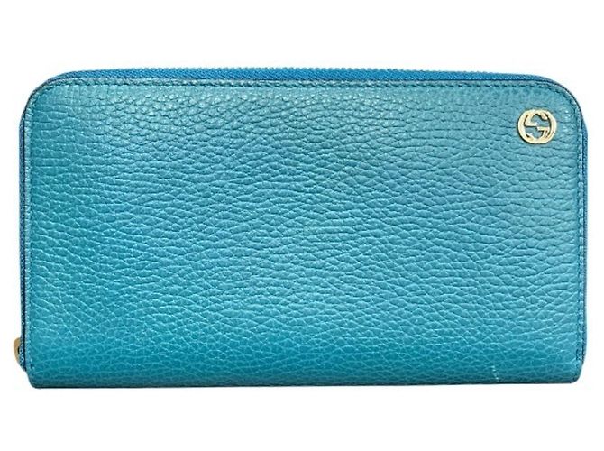 Cartera larga bi-fold de cuero turquesa Gucci