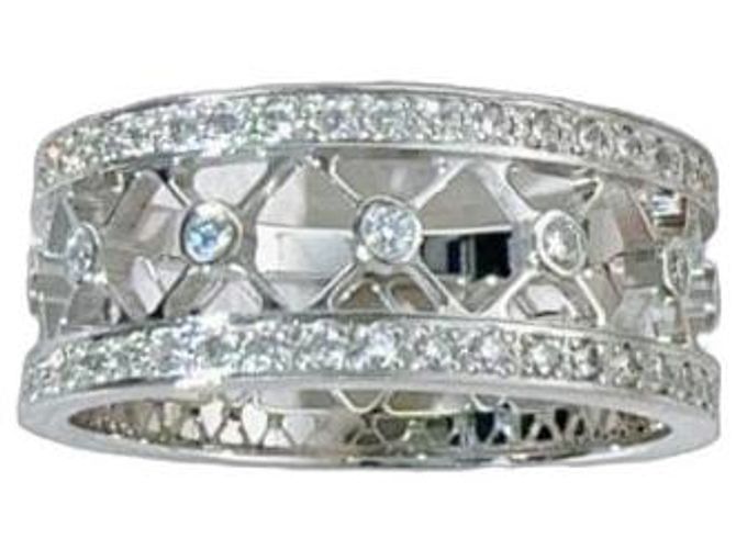 Tiffany & Co. Platin-Diamantring Cutout Cigar Band Silber