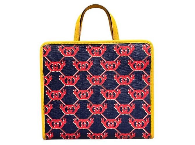 Borsa Tote per bambini Gucci Interlocking G Snail Giallo Blu navy