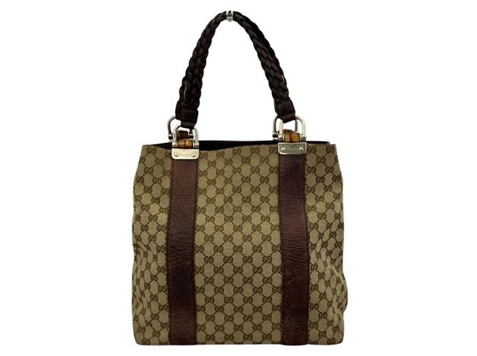 Borsa Tote Gucci Bamboo Marrone Beige