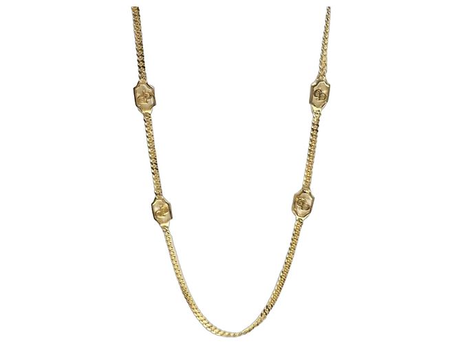 Collana a catena lunga placcata oro Christian Dior D'oro