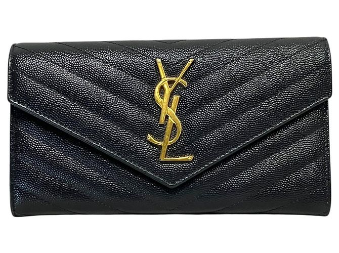 Saint Laurent Cassandra Matelassé Large Flap Wallet Black