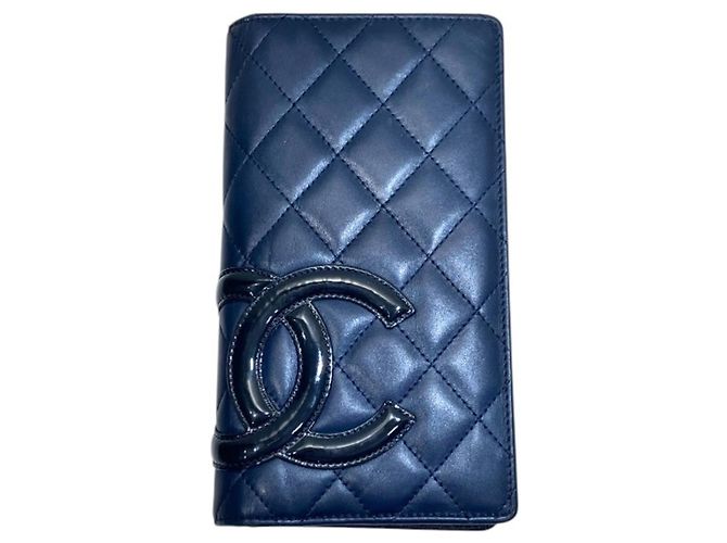 Chanel Cambon Line A26717 Bi-fold Wallet Navy blue
