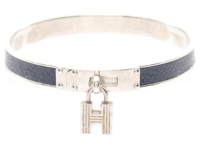 Bracciale Hermès Kelly Blu Navy e Argento Pelle Acciaio