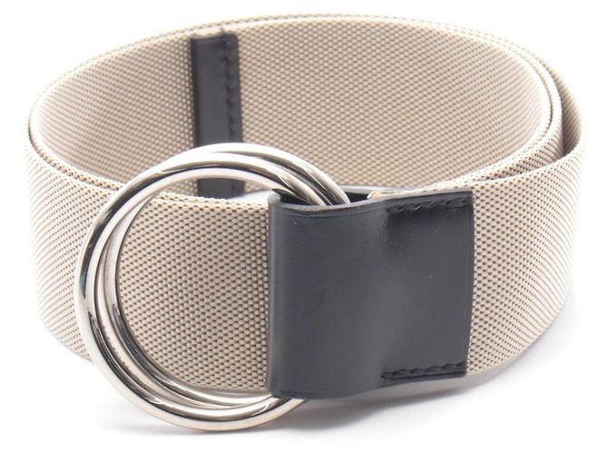 Hermès Cinturón Hermes Double Ring Negro Plata Beige