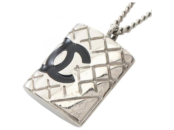 Colar Chanel Cambon Line Preto Prata
