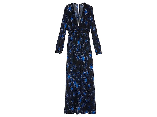 Roberto Cavalli Maxikleid mit Sternenprint Schwarz Blau
