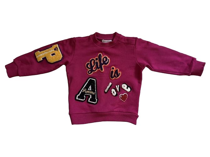 Dolce & Gabbana Kids 'Life is Amore' bestickter Sweatshirt Pink