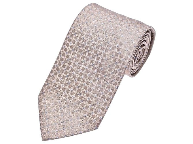 Prada Silk Jacquard Geometric Tie Beige