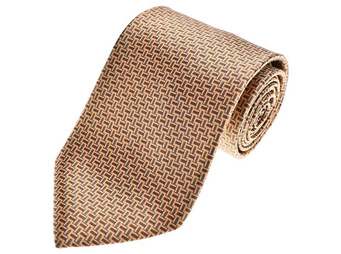 Ermenegildo Zegna Cravatta in Seta Marrone Grigio