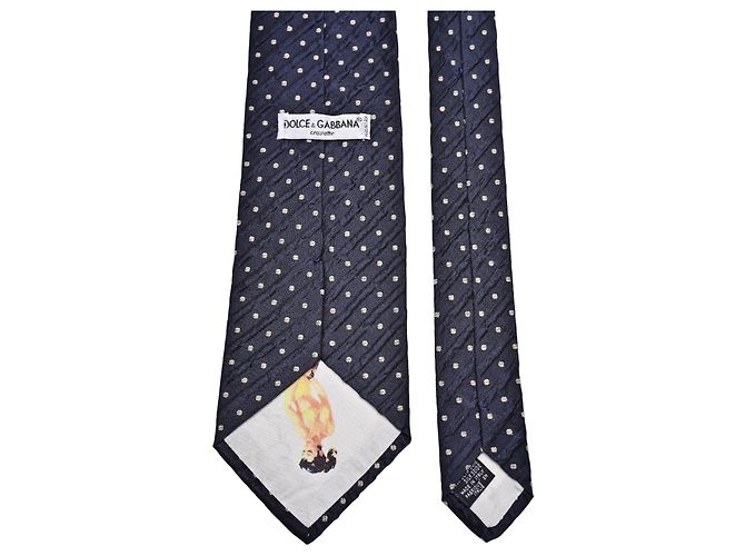 Dolce & Gabbana Seidenkrawatte mit Punkten Weiß Blau