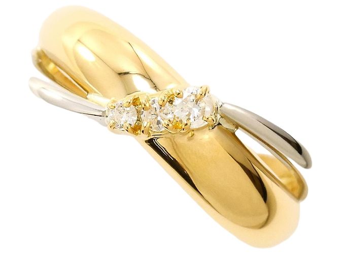 Autre Marque Platin- und Gelbgold-Ring mit Diamant Golden