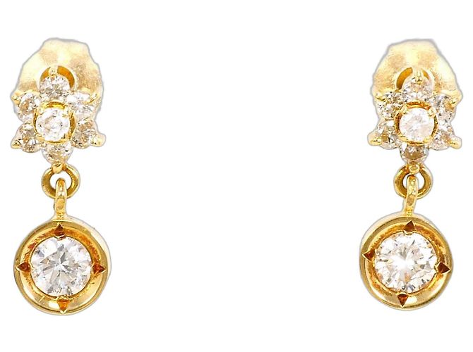 Autre Marque Orecchini a lobo in oro giallo 18K e diamanti D'oro