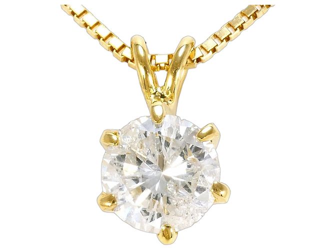 Autre Marque Colar de ouro amarelo 18K com diamante Dourado