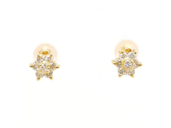 Autre Marque Orecchini a lobo in oro giallo 18K e diamanti D'oro
