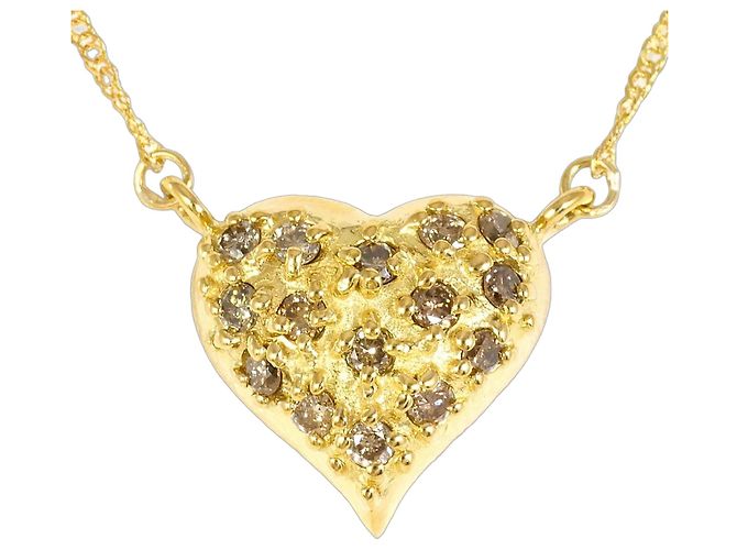 Autre Marque Elegante collar de oro amarillo de 18K y diamantes marrones Castaño Dorado