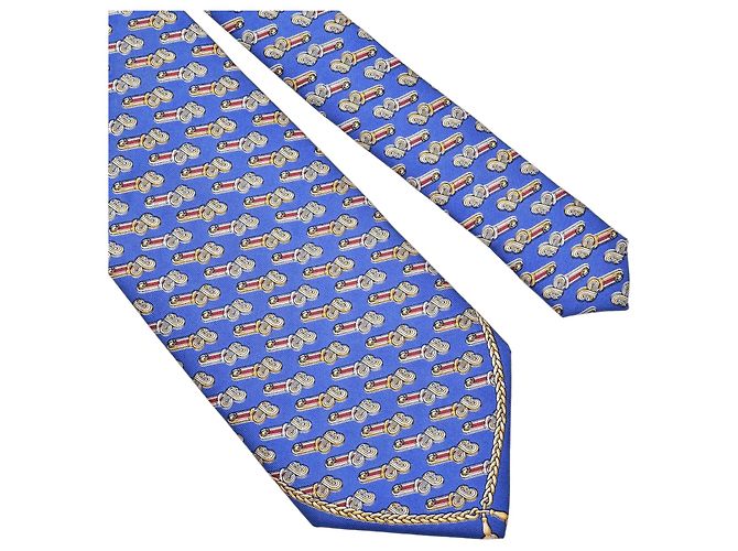 Gianfranco Ferré Cravatta in Seta Blu Rosso D'oro