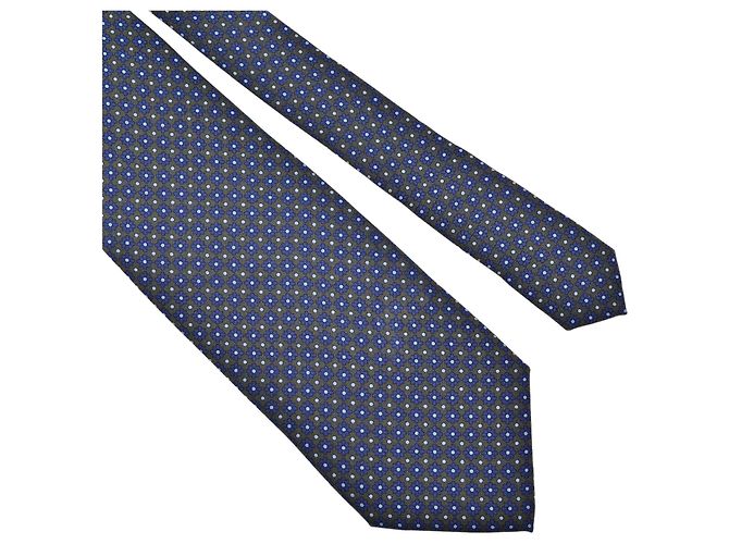 Balenciaga Micro-Floral Silk Tie Blue Dark grey