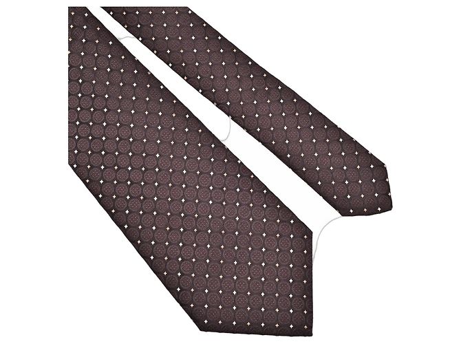 Autre Marque Luigi Borrelli Napoli Brown Geometric Silk Tie Dark brown