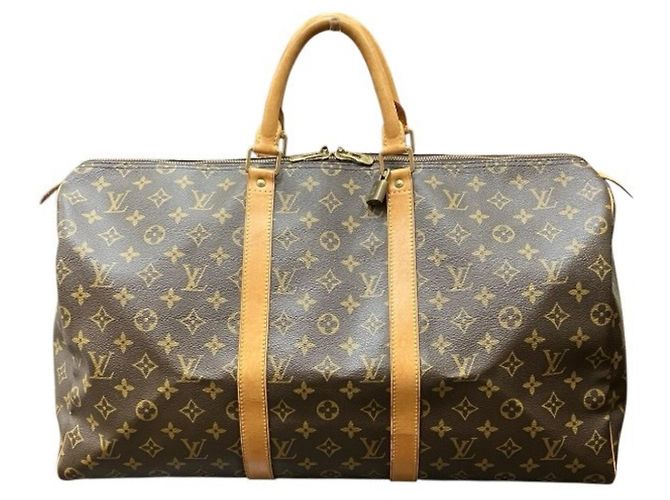 Sac à main Louis Vuitton Monogram Keepall 50 Marron