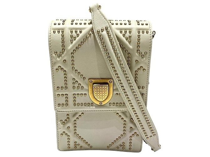 Bolsa Christian Dior Diorama Studded Cru