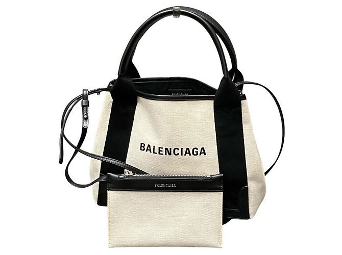 Sac cabas Balenciaga Navy Cabas XS Noir Blanc