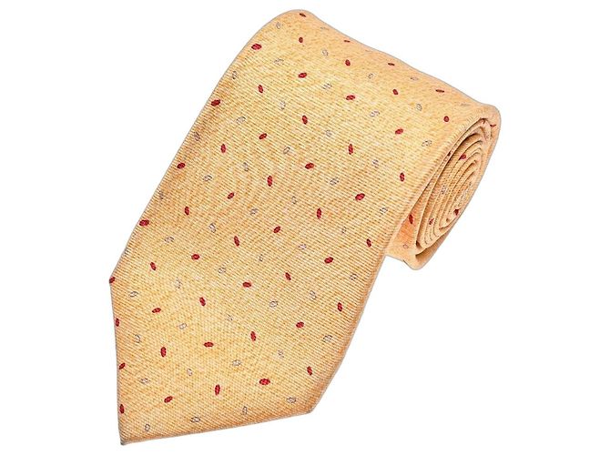 Bulgari Cravatta in seta gialla micro-pattern Rosso Grigio Giallo 