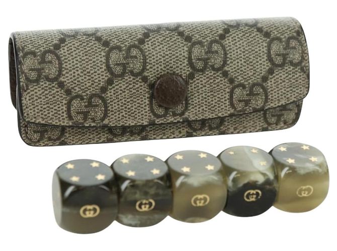 GUCCI GG Supreme Dice Case PVC Beige 662292 Auth 176770M