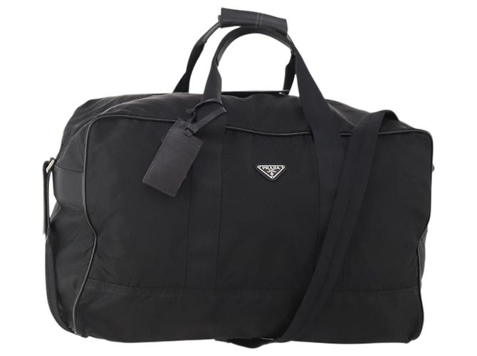 Borsa Boston PRADA in nylon 2way Nero Argento Auth 178374
