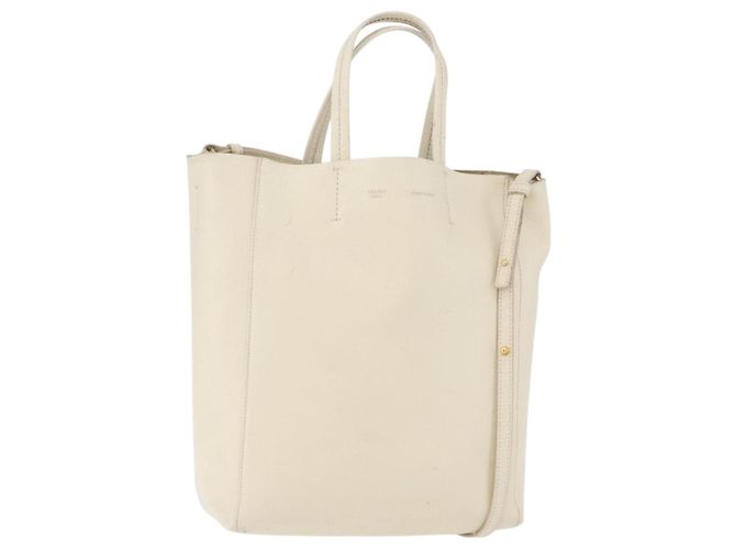 Céline Sac cabas CELINE en cuir 2way Ivoire Or Auth 180628 Doré Écru