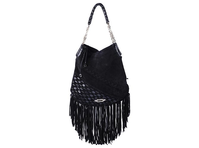 Bolsa Hobo Jimmy Choo Tatum em couro e camurça com franjas