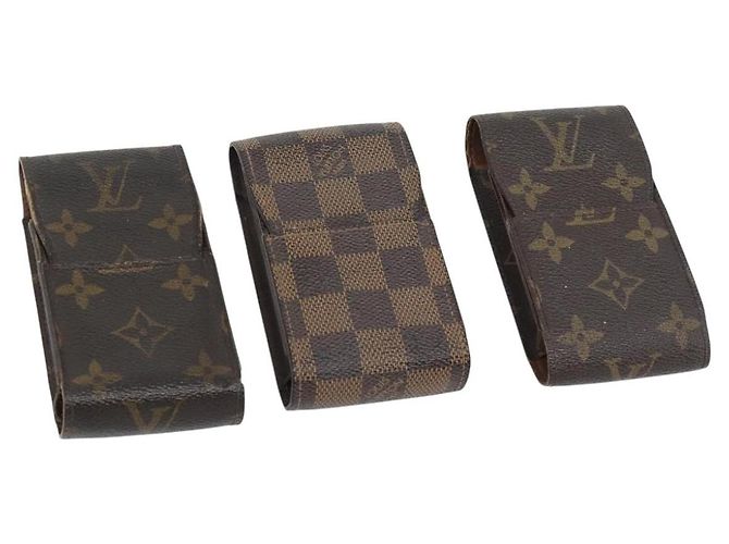 LOUIS VUITTON Monogram Damier Ebene Etui Cigarette Case 3 Set LV Auth BA12680 Monograma