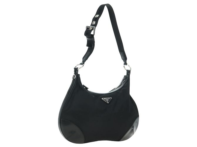 Borsa a tracolla PRADA Nylon Nero Argento Auth 179432SAV