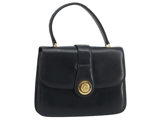 Borsa GUCCI in pelle blu navy e oro Auth ka4422 D'oro