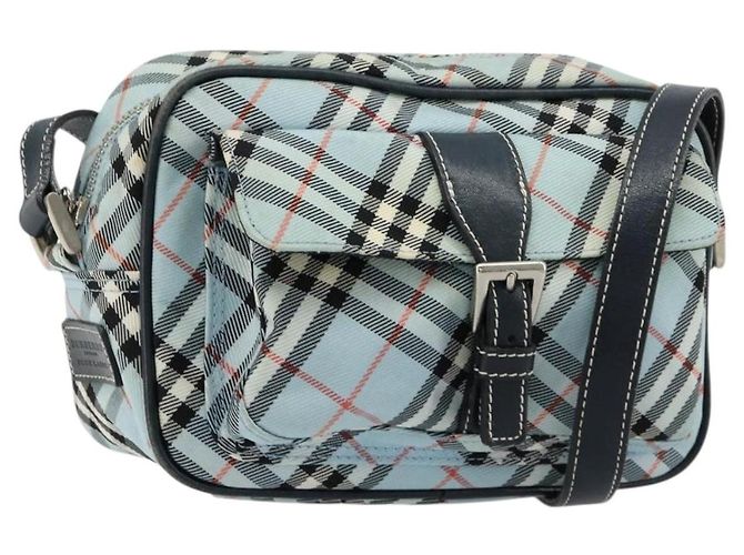 Borsa a tracolla BURBERRY Nova Check Blue Label Nylon Azzurro Light Silver Auth 181134 Argento Blu chiaro