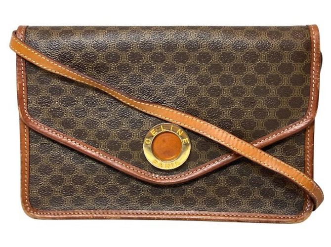 Céline Celine Macadam Pattern Shoulder Bag Brown