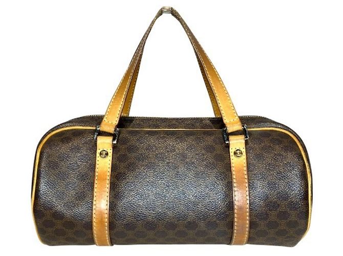 Céline Celine Mini Boston Handtasche mit Macadam-Muster Braun