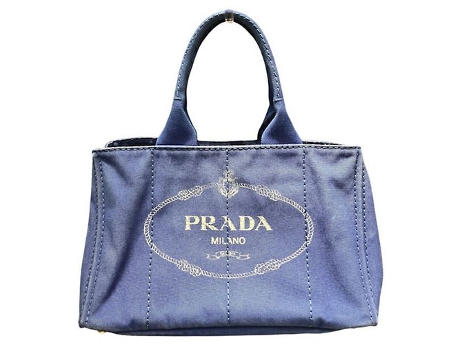 Tote Sac cabas en toile bleue Prada Canapa