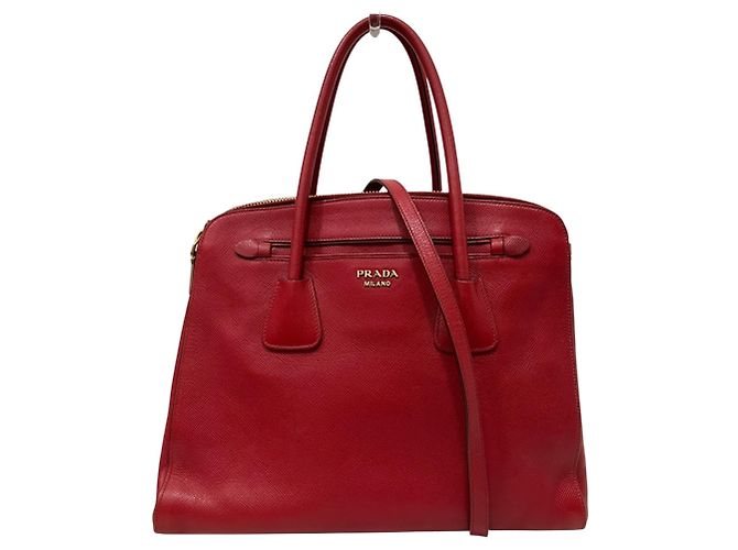 Prada Bordeaux Leather Shoulder Bag Dark red