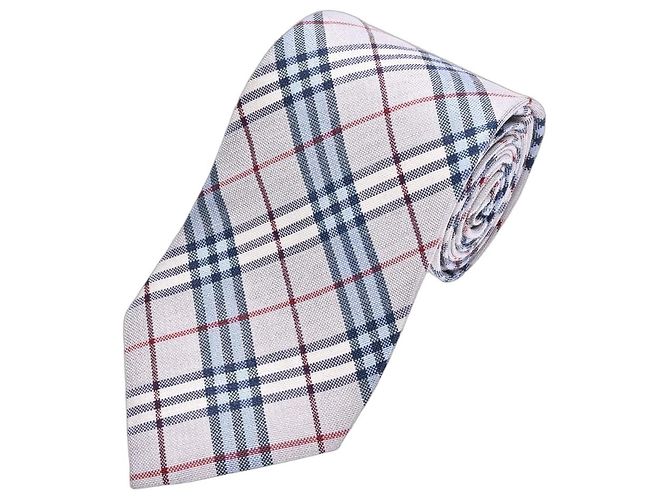 Burberry Krawatte Karomuster Weiß Rot Blau Grau 